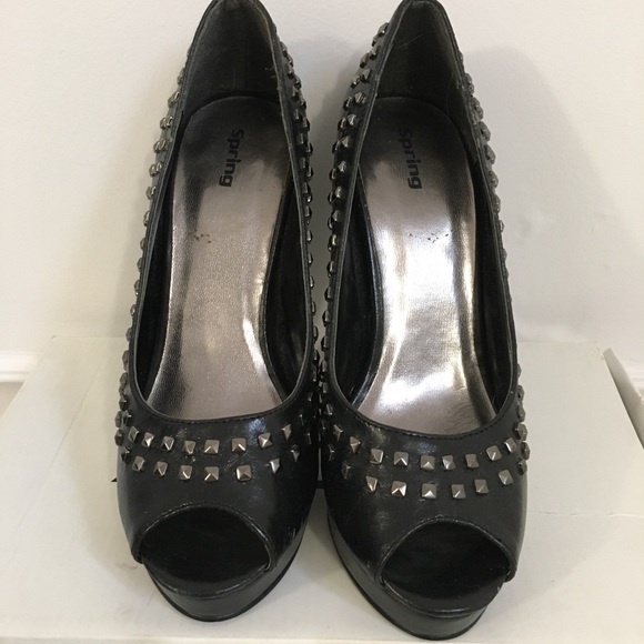 Studded Peep Toe Heels - Picture 2 of 4